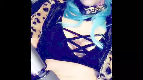 Blue-haired transgender princess has an explosive orgasm just for you