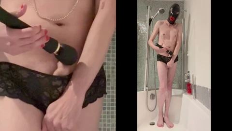 Una trans arrapata si masturba fino a raggiungere un climax succoso con il suo vibratore