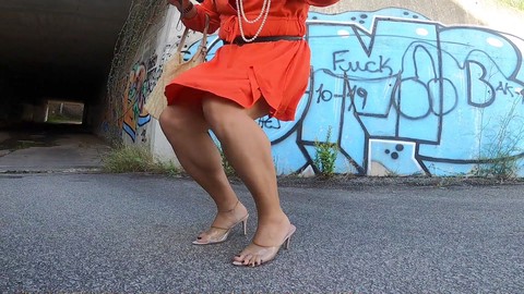 JoanaLoveTs gets super-hot in the afternoon with driving, walking, teasing, peeing, and cumming