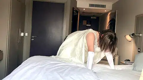 Inexperienced bride Sian getting ravished in her wedding night lingerie